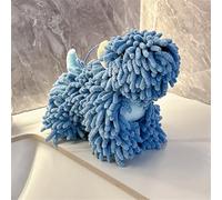 Chenille Hand Towel - Cute Cartoon Dog Plush Fuzzy Ball Hand Towel, Super Absorbent Hanging Kitchen & Bathroom Towels for Kids, Soft Hand Drying Puff for Bath, Washstand (Blue)