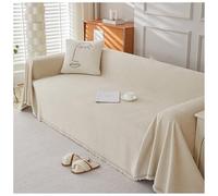 Chenille Herringbone Tassel Blanket for L/U Shaped Sofas, Large Washable Throw, Anti-Slip, Dirt-Repellent, Wrinkle-Free Cover for 1-4 Seater Corner Sofa (Beige-B, 180x230cm)
