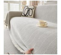 Chenille Herringbone Tassel Blanket, Washable Anti-Slip Throw for L/U Shaped Sofas, Dirt-Repellent & Wrinkle-Free Cover, Large Size 180x130cm (Beige-A)