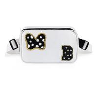 Chenille Initial Letter Bow Mouse Fanny Pack, Waterproof Park Crossbody Bag Christmas Birthday Gifts for Teen Girls Daughter Women Kids Adults, Cute Belt Bag Must Haves for Park Travel, White, B