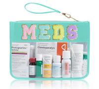 Chenille Letter Clear Zipper Pouch for Travel Preppy Patch Makeup Bag-Nylon Cosmetic Preppy Makeup Waterproof Organizer Bag Set for Women Valentines Bag, Green-Meds, Fashion