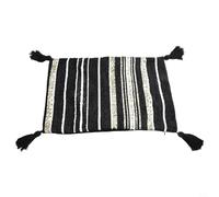Chenille Lumbar Pillow Cover Outdoor Patio Sofa Cushion Case Striped Washable Decor for Garden Couch Living Room 45x45cm Black(30 * 50cm black)