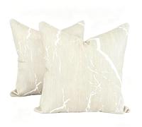 Chenille Marble Cushion Covers 45x45 Set 2 Soft Throw Pillow Cases Beige | Chenille Marble cushion covers set of 2 soft square throw pillows sofa living room decor hidden zip
