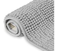 Chenille Microfiber Bath Mat,40 x 60 cm Non-Slip Absorbent Bathroom Rug,Grey Bath Mats for Bathroom,Machine Washable,Soft Plush,Waterproof Shower Mat for Living Room, Kitchen and Indoor Scenes