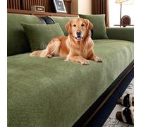 Chenille Non-slip Sofa Cover, Washable Pet Protector For 2/3/4 Seater & L-shaped Sectional Couch, Durable Dust Cover For Living Room Furniture Green 70x90cm