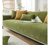 Chenille Non-Slip Sofa Slipcovers for 1/2/3/4 Seater All-Season Furniture Protector with Silicone Grip Corner Couch Cover in Green (110x240cm)