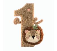 Chenille Patch Number 1 "one" with Lion - Iron-on, Children's Clothing, Machine Washable, DIY Iron-on, Children, Birthday, T-Shirt, Gift, 1st Birthday, Baby