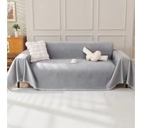 Chenille Sofa Cover 2 Seater, Dog Couch Cover for Corner Sofa, Washable Sofa Slipcover, Couch Protector Loveseat L Shaped Covers with Tassel, Suitable for All Seasons, 180 x 260 cm, Light Grey