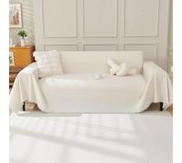 Chenille Sofa Cover 2 Seater, Dog Couch Cover for Corner Sofa, Washable Sofa Slipcover, Couch Protector Loveseat Futon L Shaped Covers with Tassel, Suitable for All Seasons, 180 x 260 cm, Beige