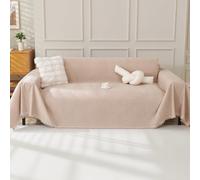 Chenille Sofa Cover 2 Seater, Dog Couch Cover for Corner Sofa, Washable Sofa Slipcover, Couch Protector Loveseat Futon L Shaped Covers with Tassel, Suitable for All Seasons, 180 x 260 cm, Khaki