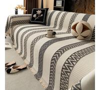 Chenille Sofa Cover for 1-4 Seater All-Season Slipcover for Dogs L-Shaped & Loveseat Protection Stylish Futon Cover with Tassels 180x180cm