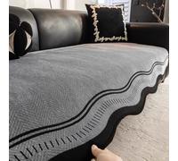 Chenille Sofa Cover for Straight Couch NonSlip Throw Irregular Striped Pattern 90x240cm Living Room Décor Soft & Easy to Clean