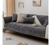 Chenille Sofa Cover Non-Slip Furniture Protector for 1/2/3/4-Seater Sofas Washable Dark Gray Slipcover Simple Elegance 90x160cm