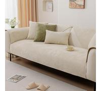Chenille Sofa Cover Non-Slip L-Shape Couch Protector Washable Furniture Shield for 1/2/3/4 Seater Simple Beige Design 90x180cm Durable & Stylish