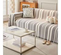 Chenille Sofa Cover Reversible Multi-Purpose Couch Protector for 1-4 Seaters Modern Style Universal Slipcover (180x230cm Brown)