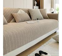 Chenille Sofa Cover Soft Anti-Slip Couch Cover for 2 3 4 Seater Corner L Shape, Thick Textured Sofa Slipcovers Furniture Protector, Decorative Dust-Proof Cover-Khaki||70 * 120cm