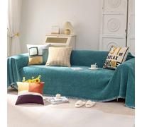 Chenille Sofa Cover with Tassels - Large Throws for Settees Simple Throw Blanket for 1/2/3/4 Seater L/U-Shaped/Armless Sofas Multifunctional Protective Cover