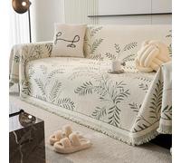 Chenille sofa cover with tassels | Soft, washable sofa cover for living room | Cat-proof and dog-friendly sofa protector for 1/2/3/4 seater sofas A,180 * 230cm