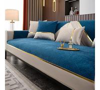 Chenille Sofa Covers for 1/2/3/4 Seater Non-Slip Soft Furniture Protection All Seasons Couch Slipcovers Stylish Home Decor (F/Blue2 110x210cm)