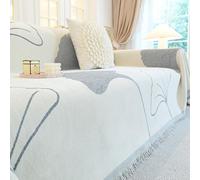 Chenille Sofa Covers, Sectional Sofa Set Couch Cover, Apricot Leaf Pattern, Multifunctional Sofa ProtectorTowel with Tassel gray 180X130cm / 71X51 Inches
