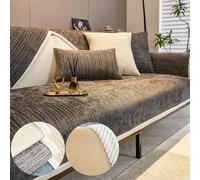 Chenille Sofa Covers, Simple Striped Chenille Anti-Scratch Couch Cover, Non Slip Sofa Covers for Dogs, Washable Furniture Protector Couch Cover for All Season (Dark Gray,70 * 180 cm/27.6 * 70.9 in)