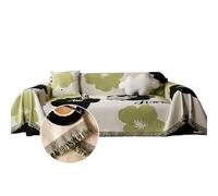 Chenille Sofa Slipcovers for 3Seat Couch DoubleSided Stain & Tear Resistant Throw Cover Ultra Soft Vinta Couch Blanket with Arms (Green 180x180cm)