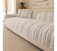 Chenille Sofa Slipcovers, Solid Color Anti-Scratch Non-Slip L Shape Couch Cover, All-Seasons Extra Large Sofa Covers for Dogs White 90x180cm/35.43x70.87in