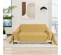 Chenille Sofa Throw Blanket with Tassel - Durable Sofa Cover for Pet, Luxurious Reversible Couch Cover for Living Room, Sofa Protector, Home Decor, Machine Washable, Hand Washable (Coffee, 130x180cm)