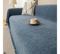 Chenille Sofa Throws Large 3 Seater Woven Sofa Throw Blanket With Tassels Reversible Versatile Throws For Sofas Large Throws For Settees Couch Sofa Bed And A(Size:90*180cm/35.43in*70.86in,Color:blue)