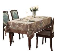 Chenille Table Cloth Fringed Lace Tablecloths Washable, Table Cover for Kitchen Dinning Party,vintage Style,brown-130 * 180cm（51 * 70.8inch）