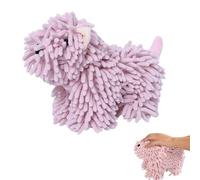 Chenille Towel Ball Dog, Cute Puppy Chenille Hand Towel, Fluffy Soft Absorbent, Can Be Hung/Stood, for Bathroom/Kitchen Countertops (Pink)