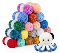 Chenille Yarn 600g(20x30g), Velvet Yarn for Crochet, Chenille Chunky for Knitting and Crocheting& Needles Crochet Accessories, Plush Wool for Clothes, Blankets, Bags, DIY Crafts Amigurumi