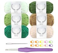 Chenille Yarn for Crochet - Soft Plush Velvet Yarn 6x50g with 5mm Hook,Thick Fluffy Wool for Crochet Blanket Making Chunky Wool -Ideal for Beginners (EarthyPalette)