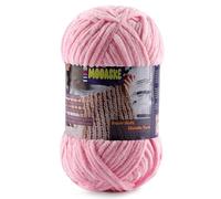 Chenille Yarn for Crocheting - Chunky Blanket Yarn for Hand Knitting - Velvet Yarn for Amigurumi Crochet, Fluffy Soft Yarns Weight Per Roll 100g/3.53oz, Length 120m/131.2yard (Dark Pink)