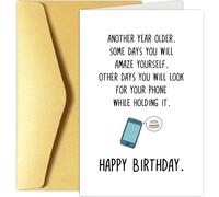 Chenive Funny Birthday Card for Him Her, Humorous Aging Birthday Card for Husband Wife Friend Brother Sister Mom Dad, Another Year Older Phone Joke Bday Cards