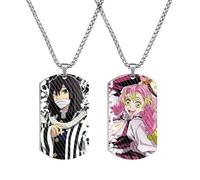 CHENJIRA Demon Killing Mitsuri Obanai Ghost Slayer Necklace - 2 Piece Stainless Steel Color Printing Pendant
