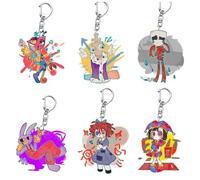 CHENJIRA The Amazing Circus Acryl Keychain Cute Figure Cosplay Chain Jewellery - Multicolore 6 Pieces