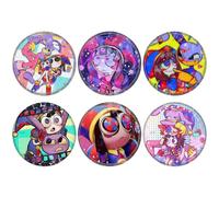 CHENJIRA The Amazing Circus Badges Cartoon Figure Tinplate Badge Pins Decorations - Multicolore 58mm 6 Pieces