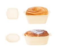 CHENKEE Bread Proofing Basket,2 Pcs Silicone Sourdough Proving Baskets,Square, Ovalbread Proofing Basket,Easy to Clean and Reusable for Baking and Artisan Breads