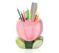 CHENKEE Ceramic Pen Holder,Pen Pot Multifunctional,Pen Holder for Desk Tulip,Bohemian Style Desktop Organiser,for School,Bedroom,Office,Home (Pink)
