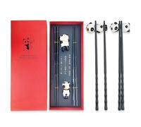 CHENKEE Chopsticks,2 Pairs of Non-Slip Sushi chop Sticks with 2 Ceramic Chopstick Holders,Dishwasher Safe Cooking Chopsticks,Chopstick Reusable,Chinese Chopstick,with Case