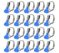 CHENKEE Jubilee Clips,20 Piece Stainless Hose Clips,Adjustable Hose Clamp,Clamping Range 25-40 mm,Stainless Steel Pipe Clamp with Handle, for Swimming Pools, Washing Machines, Gas Pipes,Gardens (Blue)
