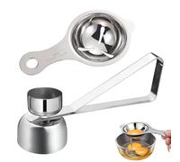 CHENKEE Stainless Steel Egg Topper,Egg Cutters for Raw or Soft Hard Boiled Egg,Egg Opener Tool,Stainless Steel Separator Yolk & Egg White Filter,Kitchen Baking Tools(Silvery)