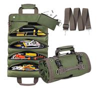 CHENKEE Tool Roll,Canvas Tool Pouch with 2 Removable Pockets,Multi-Purpose Tool Roll bag with Strap,Durable Tools Bag,Ideal for Electricians and Plumbers