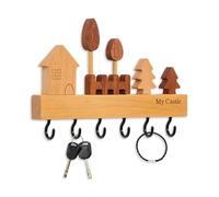 CHENKEE Wooden Key Holder for Wall,Key Hooks Wall Mounted with 6 Key Hooks,Rustic Keys Holder,Home Decor,Two Installation Methods,for Bedroom,Living Room,Corridor