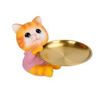 chenkingkong Funny Cat Candy Tray, Resin Cat Candy Dish Holder, Cat Key Bowl for Entryway Table, Office Desk, Home Decor, Jewelry Earrings Ring Decorative Cat Statue Bowl Holder (orange)