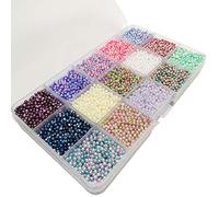 Chenkou Craft 12000pcs 2.8mm Assorted 15 Gradient Colors No Hole Round Ball Bead Scrapbooking Craft DIY Beads Decoration + Plastic Box (Gradient Colors, 2.8mm)