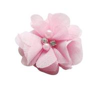 Chenkou Craft 12PCS 60mm Assorted Chiffon Ribbon Flowers Bows W/Beads Appliques Wedding Decor Bulk Lots (Pink)