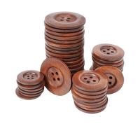 Chenkou Craft 20pcs Big Size 40mm(1 1/2") Brown Round Wood Buttons 4 Holes Craft Sewing Button (Light Brown, 40mm)