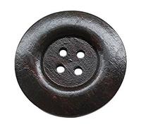Chenkou Craft 20pcs Big Size 50mm 2" Brown Round Wood Buttons 4 Holes Craft Sewing Button